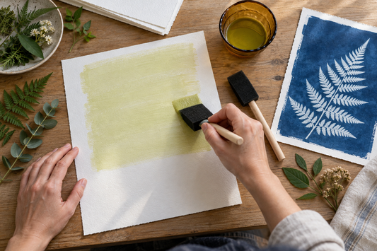 Cyanotype-emulsie egaal aanbrengen: schuimkwast, penseel of coating rod?