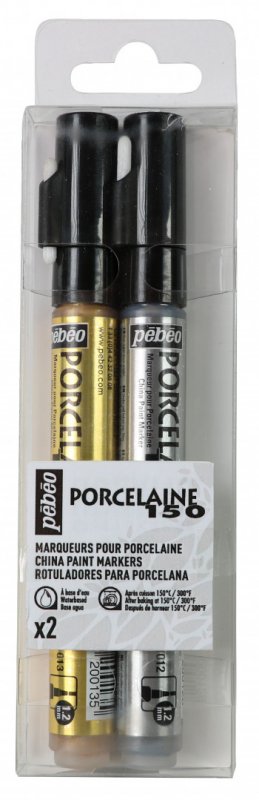 Pebeo Porcelaine 150 Marker Sets - Fijne punt - goud en zilver