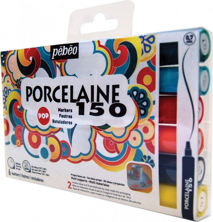 Pebeo Porcelaine 150 Marker Sets - Fijne punt - 6 popkleuren