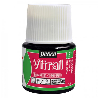 Pebeo Vitrail Transparante Glasverf 45 ml - 51 - Rood Fel Roze