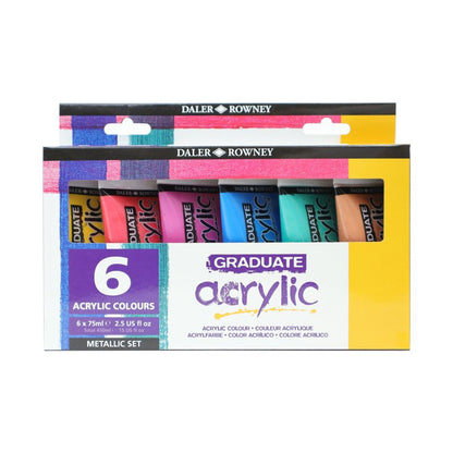 Daler-Rowney Graduate Acrylic Sets - Metallic - 6 x 75 ml