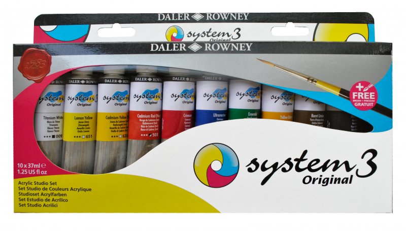Daler-Rowney System3 Acrylic Sets - Studio set - 10 x 37 ml