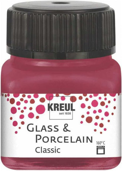 Kreul Glas- en Porseleinverf Classic 20 ml - Dekkende Granaatrood