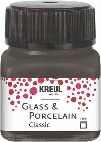 Kreul Glas- en Porseleinverf Classic 20 ml - Dekkende Donkerbruin