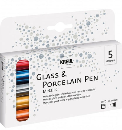 Kreul Glas & Porselein Stiften Sets - Metallic Set 5