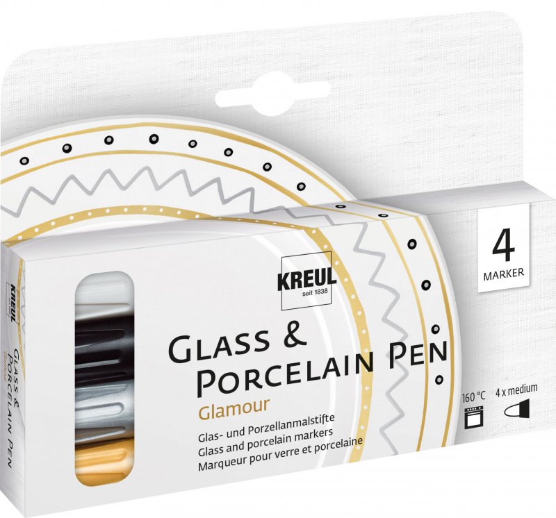 Kreul Glas & Porselein Stiften Sets - Glamour Set 4