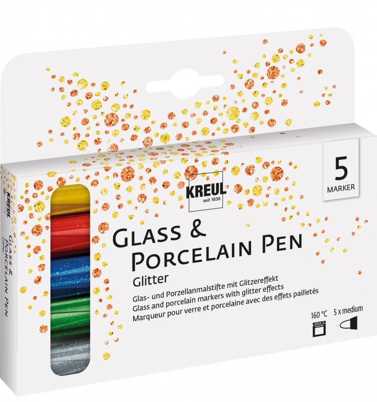 Kreul Glas & Porselein Stiften Sets - Glitter Set 5