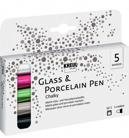 Kreul Glas & Porselein Stiften Sets - Chalky Set 5