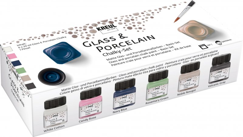 Kreul Glas- en Porseleinverf Sets 6 x 20 ml - Chalky kleuren