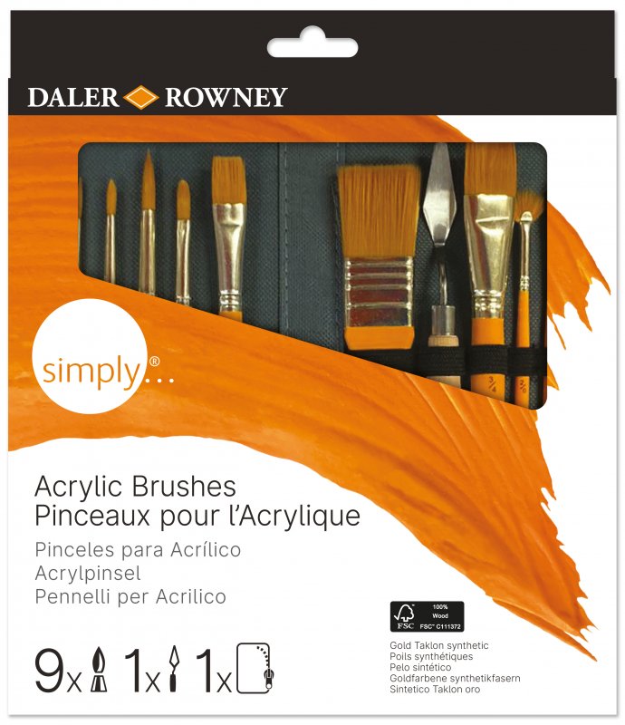 Daler-Rowney Simply Penselenset - Acrylverf etui - 10 stuks