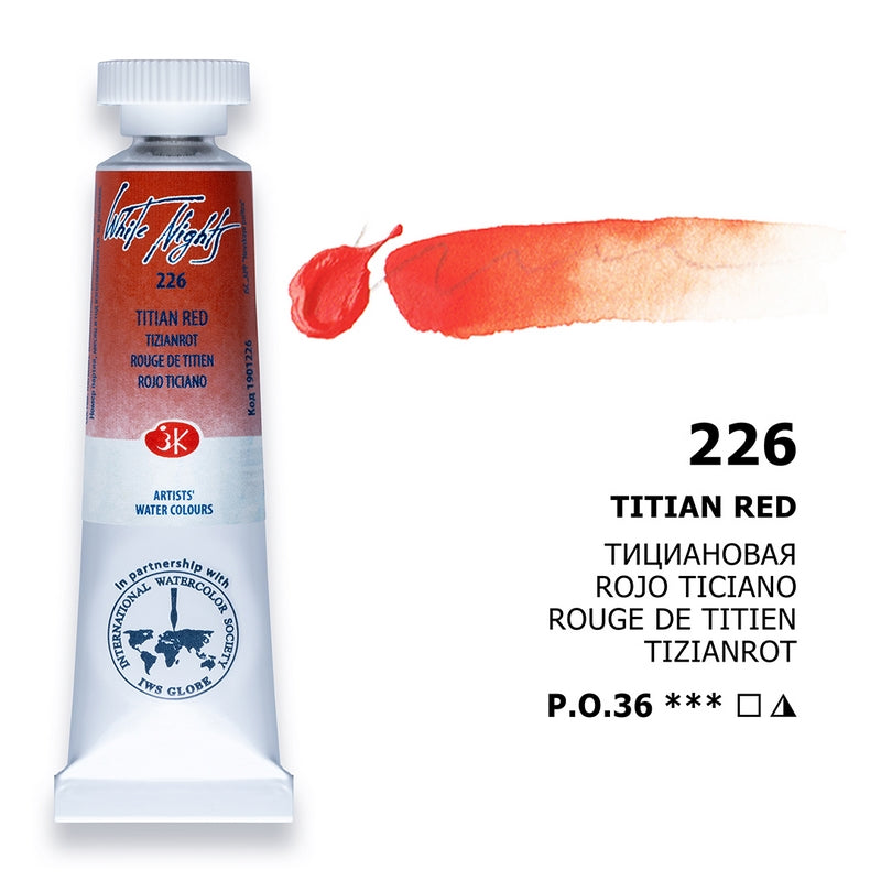 White Nights Watercolour Tube 10 ml - Titian Red