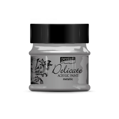 Pentart Delicate Metallic Acrylverf 50 ml - Antiek Zilver