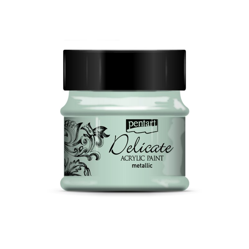 Pentart Delicate Metallic Acrylverf 50 ml - Groenachtig Zilver