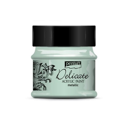 Pentart Delicate Metallic Acrylverf 50 ml - Groenachtig Zilver