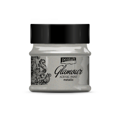 Pentart Glamour Metallische Acrylverf 50 ml - Platinum
