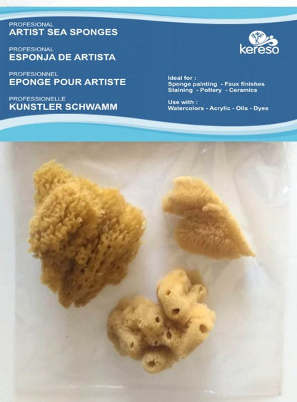 Kereso Natuurlijke Zee Sponzen Variëteitspakket - Fijn en ruw - 3 stuks