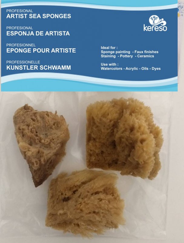 Kereso Natuurlijke Zee Sponzen Ruw - 3 stuks - 5-6,5 cm
