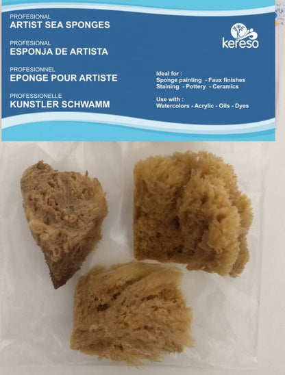 Kereso Natuurlijke Zee Sponzen Ruw - 3 stuks - 5-6,5 cm