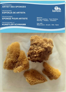 Kereso Natuurlijke Zee Sponzen Fijne Poriën - 4 stuks - 2,5-8,5 cm
