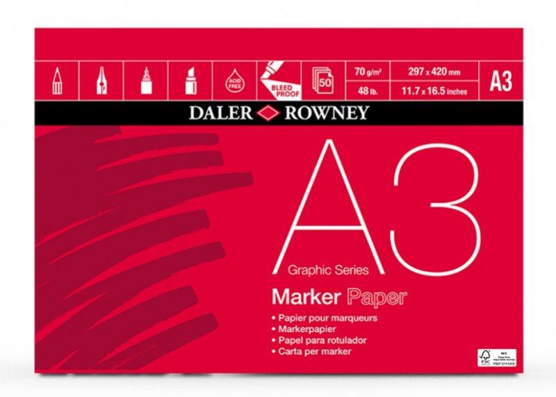 Daler-Rowney Graphic Series Marker Pad 70 gsm - A3 - 50 vel