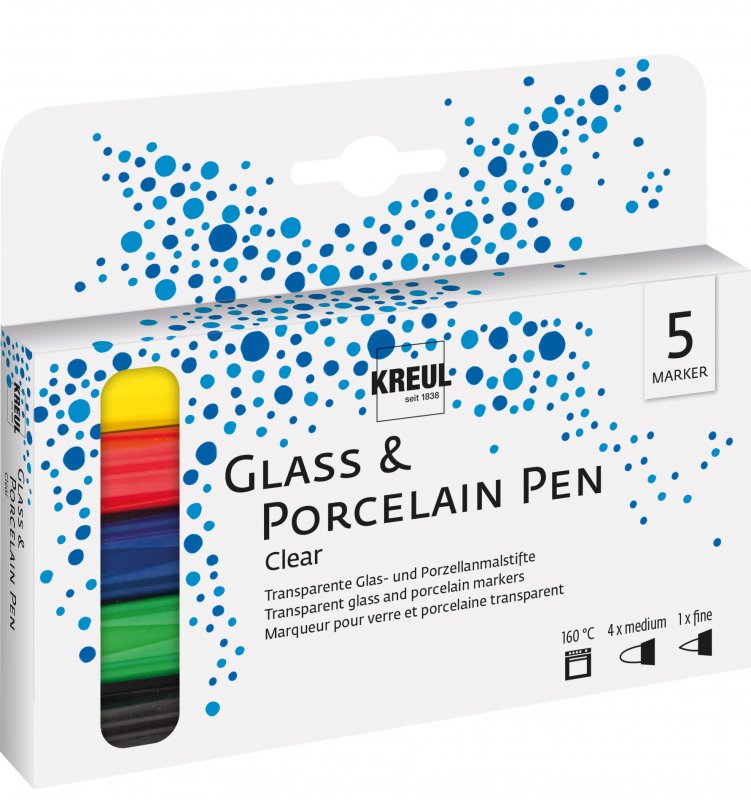 Kreul Glas & Porselein Stiften Sets - Transparante Kleuren Set 5