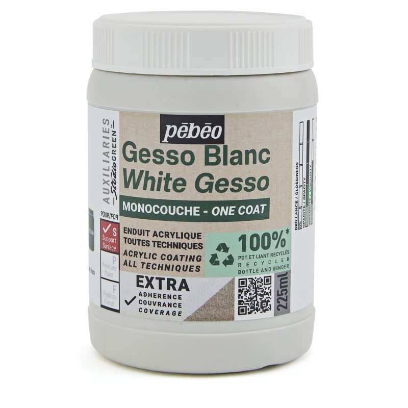 Pebeo Studio Green Gesso - Eenlaags wit - 225 ml