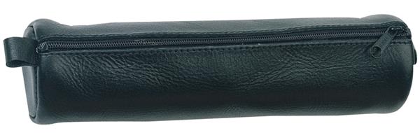 Alassio Leather Zip Lock Pen Case - Black - 21 x 6 cm