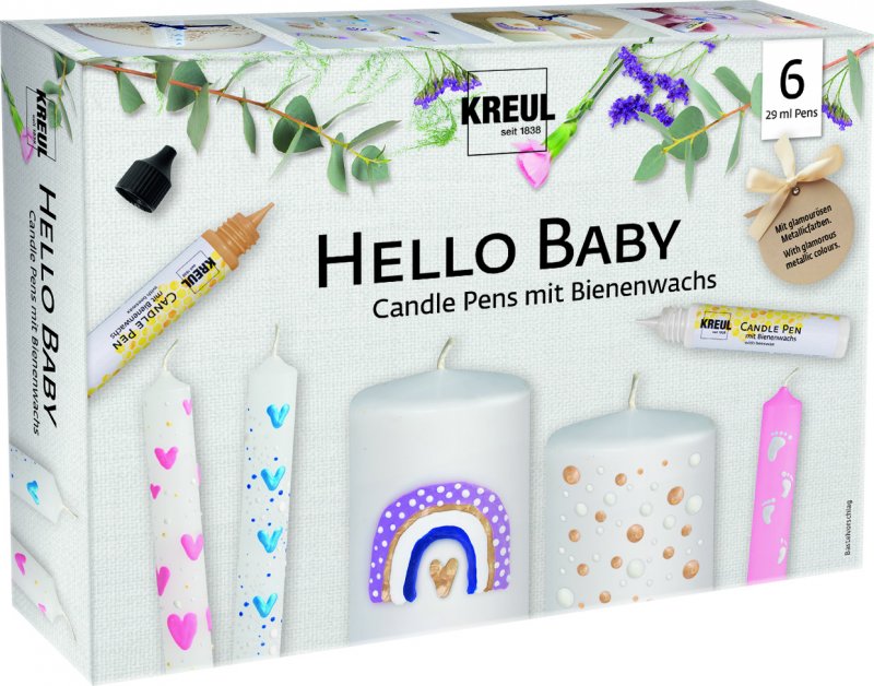 Kreul Kaarsenwas Pens Sets - Hello Baby - 6 pennen