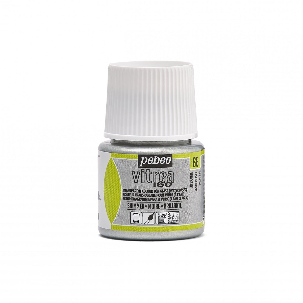 Pebeo Vitrea 160 Moiré Glasverf 45 ml - 66 - Zilver Moiré