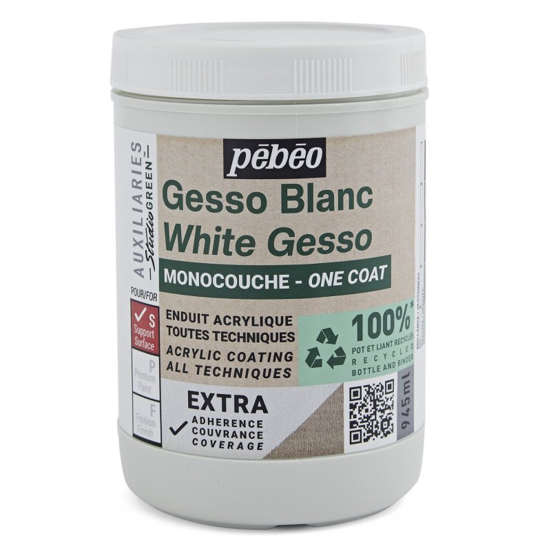 Pebeo Studio Green Gesso - Eenlaags wit - 945 ml