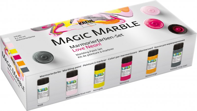 Kreul Magic Marble Marmerverf Sets - Fluo Love Neon - 6 x 20 ml