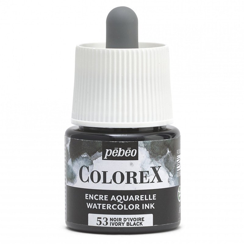 Pebeo Colorex Aquarelinkt 45 ml - 53 - Ivoor Zwart