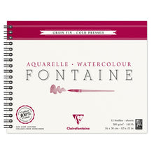 Clairefontaine Fontaine Aquarelblok 300 g Fijne Korrel - 24 x 30 cm - spiraal - 12 blad