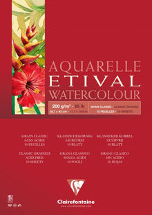 Clairefontaine Etival Aquarelblok Klassieke Korrel - 200 g - A3 - 1 zijde gelijmd - 10 blad