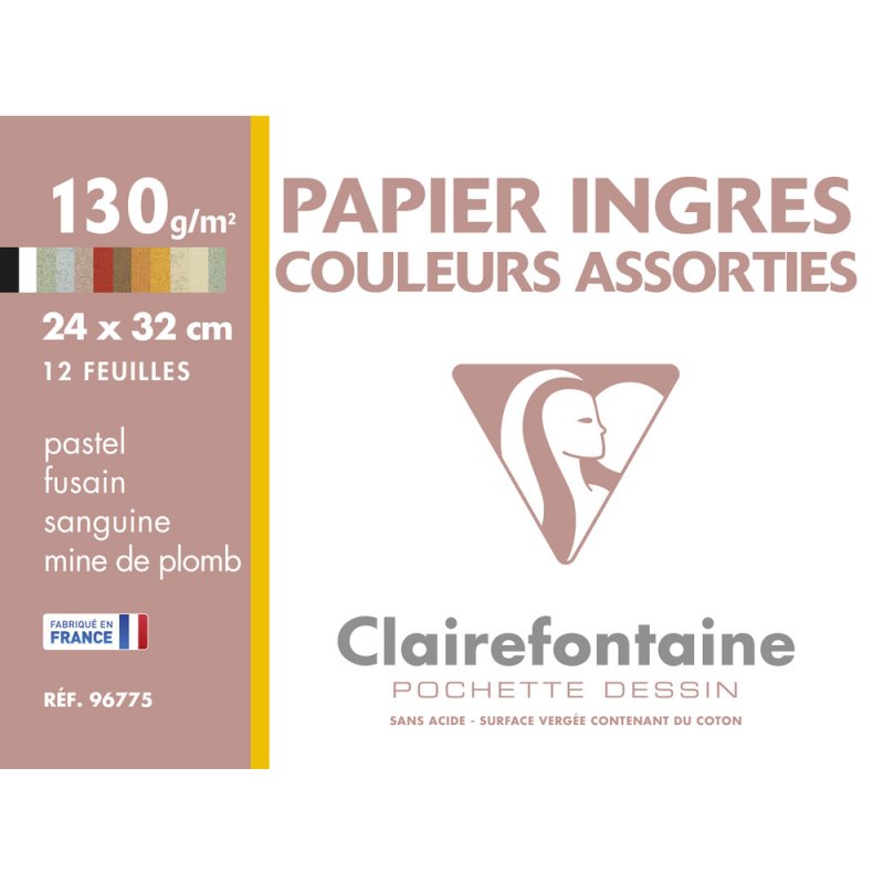 Clairefontaine Ingres Pastelpapier 24 x 32 cm - 12 vel assorti