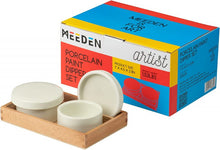 Meeden Schilderaccessoires voor Penselen en Medium - Keramische dubbele paletbeker met houten tray