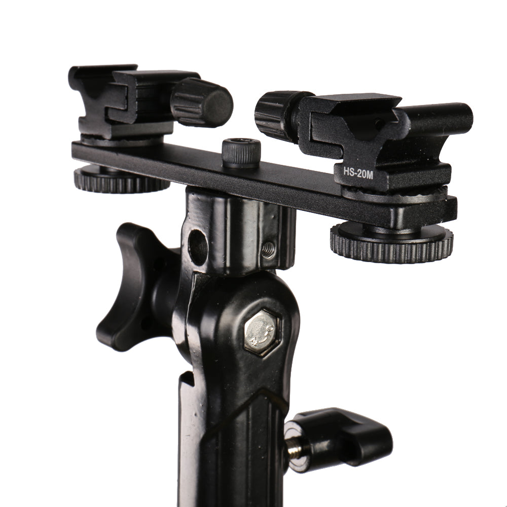 Falcon Eyes Twin Mount Tilting Bracket + 2 x Flitsschoen CLD-14A — 2