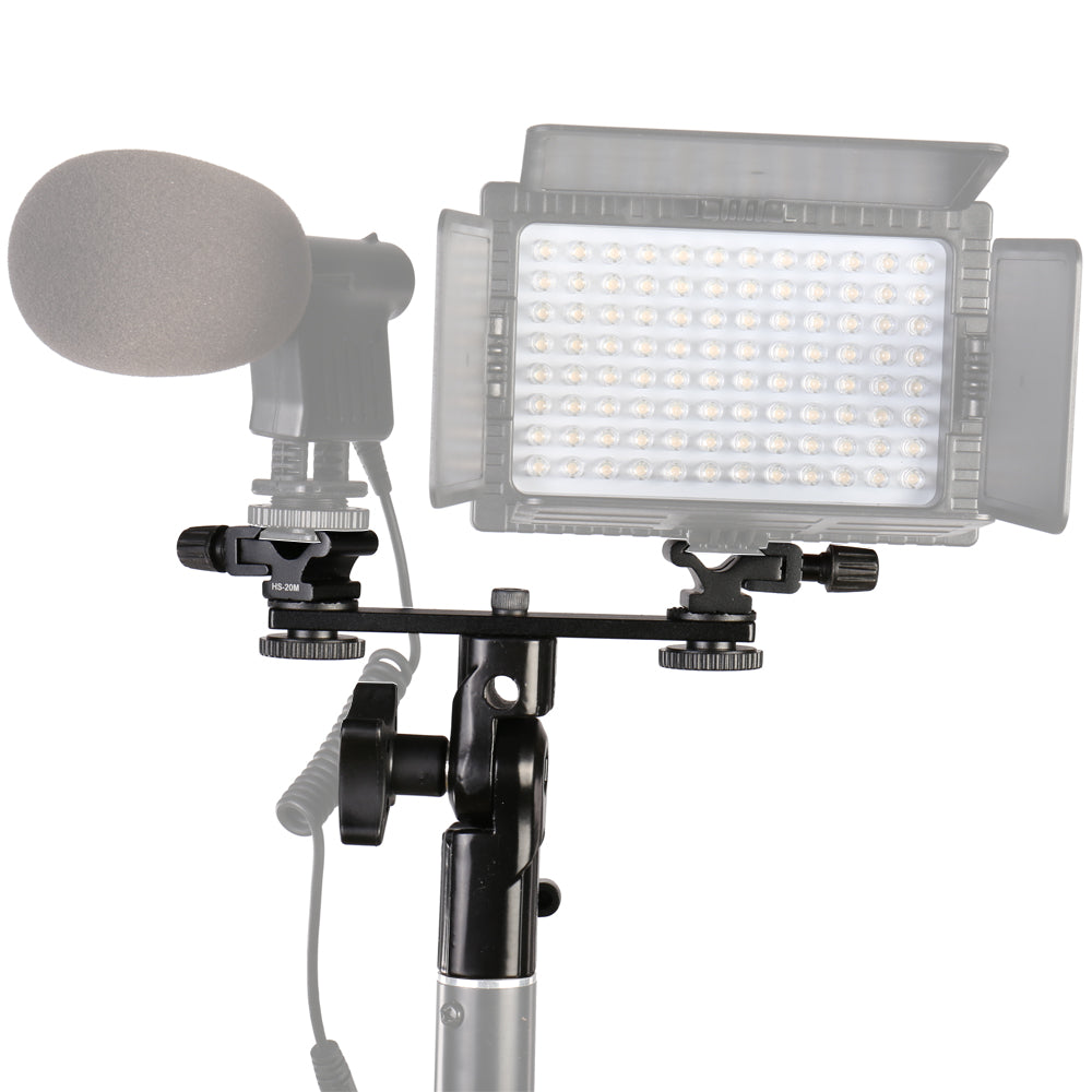 Falcon Eyes Twin Mount Tilting Bracket + 2 x Flitsschoen CLD-14A — 4