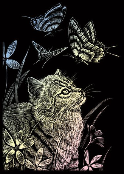 R&L Engraving Art Mini A5 - Holographic Foil - Kitten & Butterfly