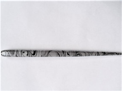 Deml Lacquered Wooden Calligraphy Nib Holder - Black & Silver Marble Swirl