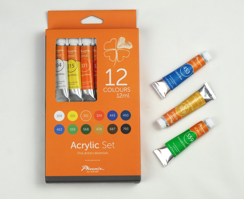 Phoenix Acrylic Paints 12 ml. - 12 Pack