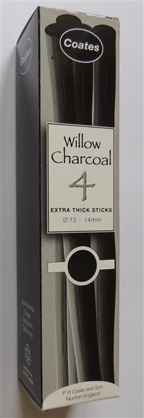 Coates Willow Charcoal Sticks - Extra Thick 12-14 mm - 4 stuks