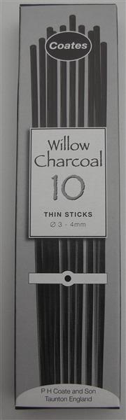 Coates Willow Charcoal Sticks - Thin 3-4 mm - 10 stuks