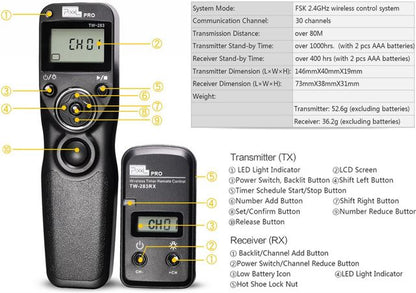 Pixel Timer Remote Control Draadloos TW-283/DC0 voor Nikon — 7