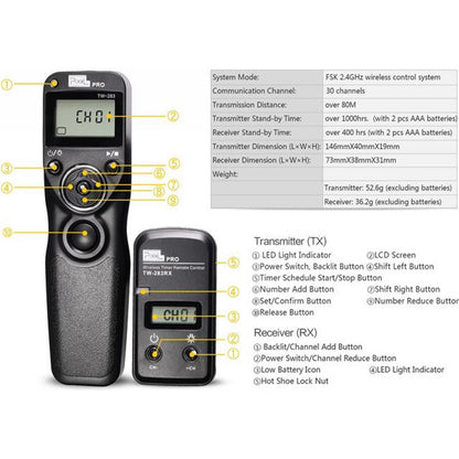Pixel Timer Remote Control Draadloos TW-283/S2 voor Sony — 7