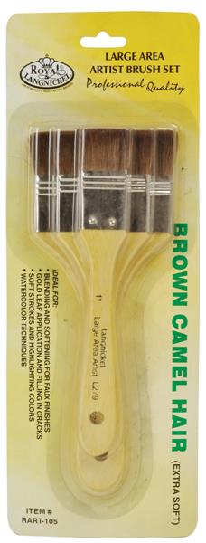Royal & Langnickel Spalter en Brede Kwast Sets - 3 Pack - Camel Hair Flat - Extra Soft