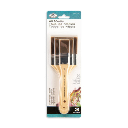 Royal & Langnickel Spalter en Brede Kwast Sets - 3 Pack - Brown Taklon Flat - Firm