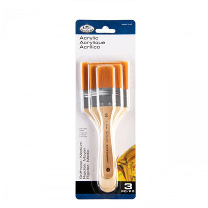 Royal & Langnickel Spalter en Brede Kwast Sets - 3 Pack - Gold Taklon Flat - Medium