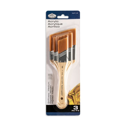 Royal & Langnickel Spalter en Brede Kwast Sets - 3 Pack - Gold Taklon Angular - Medium