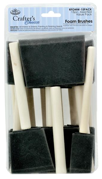 Royal & Langnickel Crafter's Choice Foam Brushes - Maten 1, 2 en 3 - 15 pack